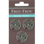 Lot de 3 boutons marguerites 25 mm taupe violet et bleu - frou frou - mondial tissus