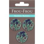 Lot de 3 boutons marguerites 25 mm vert d'eau et bleu marine - frou frou - mondial tissus