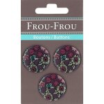 Lot de 3 boutons marguerites 25 mm violet bordeaux - frou frou - mondial tissus