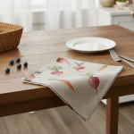 Lot de 4 serviettes de tables effet lin legumes - mt - mondial tissus