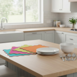 Lot de 4 serviettes de table multicolores ourlet vague 40x40 cm - mt - mondial tissus