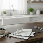 Lot de 4 serviettes de table poisson bleu 38x38cm - mt - mondial tissus