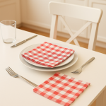 Lot de 4 serviettes de table poulpette vichy rouge - mt - mondial tissus