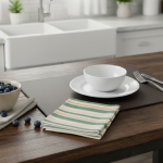 Lot de 4 serviettes de table rayures �cru 40x40cm - mt - mondial tissus