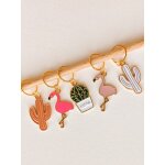 Lot de 5 anneaux marqueurs de maille cactus & flamants - hello kim - hello kim - mondial tissus