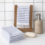 Lot de 5 serviettes visage rayures bleues 20x20cm - mt - mondial tissus