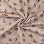 Maille french terry imprime camion chantier beige - mondial tissus
