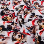 Maille french terry de nol imprime chiens  gogo multico - mondial tissus