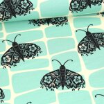 Maille french terry sweat coton bio bleu imprim� papillon de nuit - albstoffe - albstoffe - mondial tissus ...