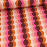 Maille jacquard coton fond rose motif g�om�trique r�tro orange rose - albstoffe - albstoffe - mondial ...
