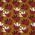 Maille jersey coton imprim�e t�te tigrou ocre - domotex - mondial tissus