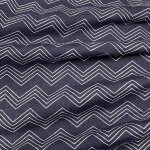 Maille jersey coton imprim�e zig zag blanc fond marine - fait en france - mondial tissus