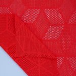 Maille jersey maillot bain dentelle losange corail - origine france - mondial tissus