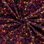 Maille jersey polyester stretch noir crne violet orange - mondial tissus