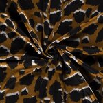 Maille jersey viscose motifs tches 3d noir fond marron - mondial tissus