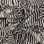 Maille viscose slub imprim�e psych� noir et blanc - mondial tissus