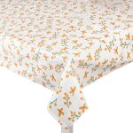 Nappe rectangle 150x250 fines fleurs cru - mt - mondial tissus