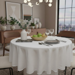 Nappe ronde crinkle blanc diam�tre 160cm - mt - mondial tissus