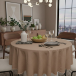 Nappe ronde crinkle �cru diam�tre 160cm - mt - mondial tissus