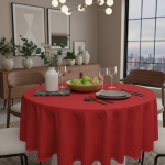 Nappe ronde crinkle rouge diam�tre 160cm - mt - mondial tissus