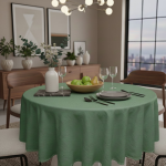 Nappe ronde crinkle vert d'eau diam�tre 160cm - mt - mondial tissus