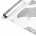 Nappe transparente toile cir�e cristal imprim� ginkgo argent - mondial tissus