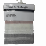 Paire de vitrages rayures bayadre carmin 60 x 120 cm - mondial tissus