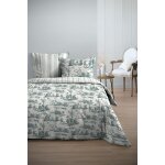 Parure de lit coton 57 fils imprime toile de jouy - 240 cm x 220 cm + 2 taies 63 x 63 cm - stof - mondial ...