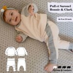 Patron bonnie & clark pull et sarouel du 3 au 24 mois - super bison - super bison - mondial tissus
