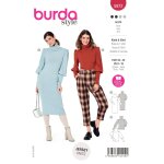 Patron burda 5972 robe tricot col roul manche fronc 36 au 46 - burda - mondial tissus