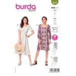 Patron burda 6014 - robe encolure carr� avec liens taille 36 - 46 - burda - mondial tissus