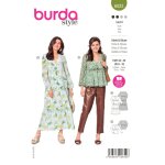 Patron burda 6023 - robe / blouse encolure v avec boutons 36 - 46 - burda - mondial tissus