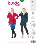 Patron burda 6197 tunique - tee - shirt cache - c ur du 44 au 54 - burda - mondial tissus