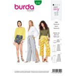 Patron burda 6199 pantalon lger femme, short ou pantacourt  volants & taille lastique - du 36 au ...