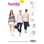 Patron burda 6234 blouse femme encolure en v avec ou sans manches longues du 36 au 46 - burda - mondial ...