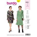 Patron burda 6277 robe avec drap aux hanches du 36 au 46 - mondial tissus