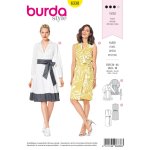 Patron burda 6338 - robe portefeuille pour femmes du 36  46 - mondial tissus