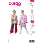 Patron burda 9195 - chemisier 4 � 11 ans - burda - mondial tissus