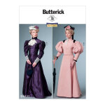 Patron butterick 6537e5 robe annes 1890 de 42 - 50 - butterick - mondial tissus