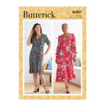 Patron butterick 6807b5 - robe d�collet� v avec couture fronc�e au devant du 36 au 44 - butterick - mondial ...