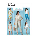 Patron butterick b6670a5 top, veste, robe, pantalon, jupe femme 34 - 42 - butterick - mondial tissus