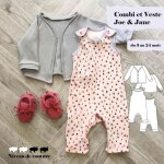 Patron joe & jane gilet et combinaison du 3 au 24 mois - super bison - super bison - mondial tissus
