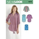Patron new look 6374 - chemisier femme tai - newlook - mondial tissus