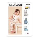 Patron new look 6738 barboteuses et robe pour b�b�s (nb - s - m - l) - newlook - mondial tissus