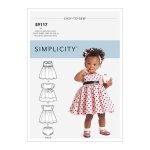 Patron simplicity s9117 - robe princesse bbfille bloomer & headband 0 - 18 mois - simplicity - mondial ...