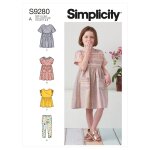 Patron simplicity s9280 - ensemble fille top, robe & legging 3 - 8 ans - simplicity - mondial tissus