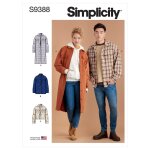 Patron simplicity s9388 - veste chemise unisexe du 38 au 60 (fr) - simplicity - mondial tissus
