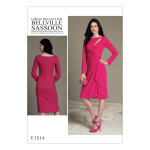 Patron vogue 1514a5 robe femme dcoupe, faux portefeuille - du 34 au 42 - vogue - mondial tissus