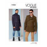 Patron vogue 1853muu - manteau crois homme style caban du du 34  40 - vogue - mondial tissus