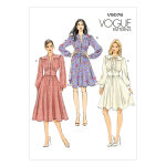 Patron vogue 9076e5 robes cintres manches longues bishop - du 42 au 50 - vogue - mondial tissus